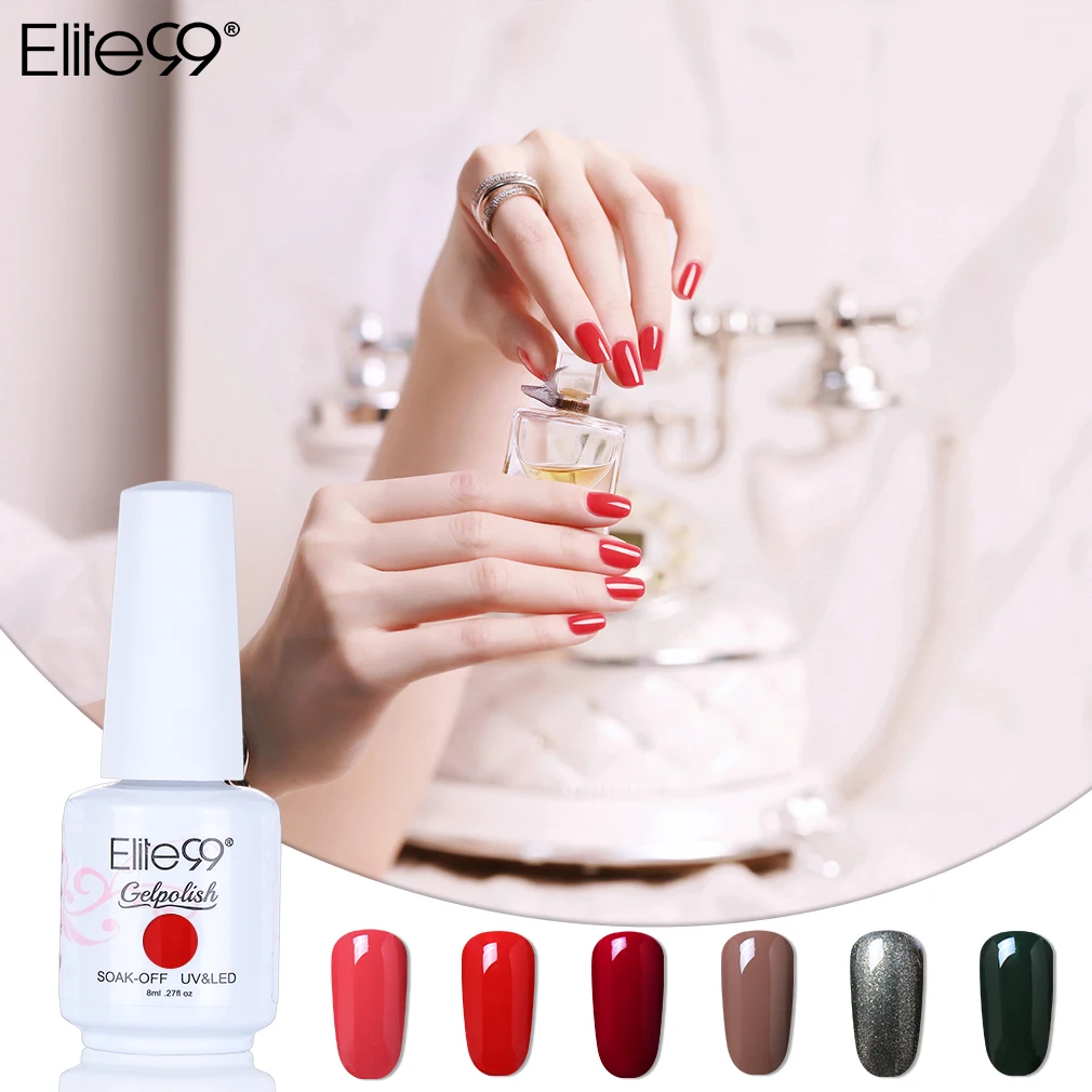 Elite99 6 pieces/lot Pure Color Gel Nail Polish Semi Permanent Enamel Lacquer Varnish With Gift Box Art Manicure | Красота и здоровье