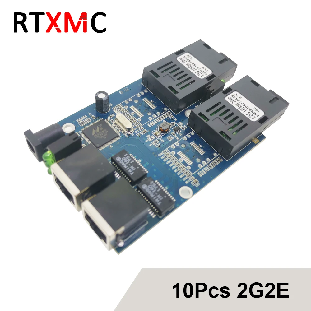 10 шт. гигабитный волоконно оптический коммутатор 2G2E Ethernet 1000M 2RJ45 UTP 2 SC 1 25g