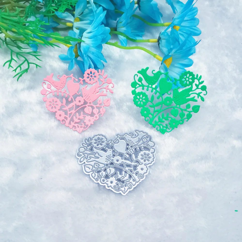 Металлический трафарет для изготовления фотографий с изображением сердца птицы