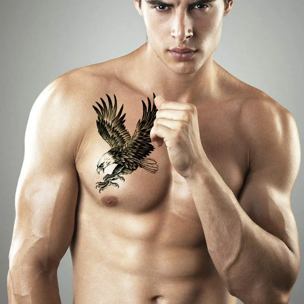 Временные татуировки для Для мужчин детская женщин черный лес череп Тигр Орел с