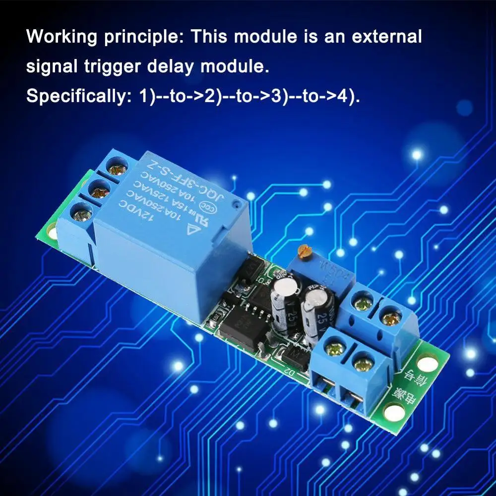 Релейный модуль с задержкой 12 В постоянного тока низкоуровневый триггерный