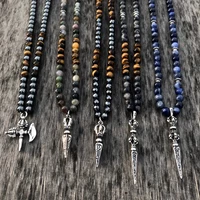 mcllroy natural stone necklace for men tiger eye stone stainless steel spear pendants necklaces unique vintage jewelry kolye