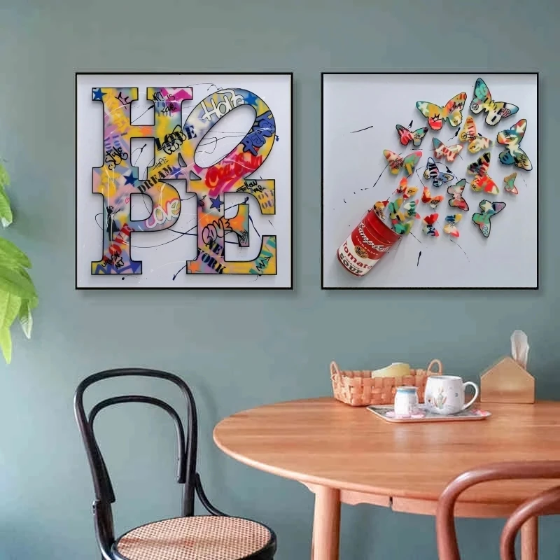 Современные граффити искусство надежды и холст картины абстрактные бабочки