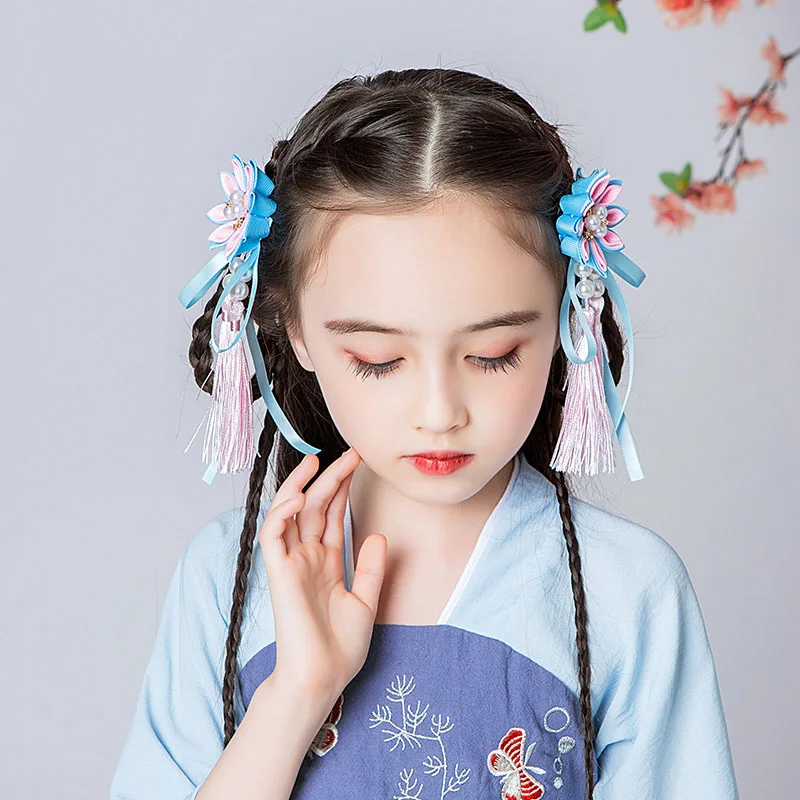 Костюм в китайском стиле повязка на голову с кисточками для девочек качает