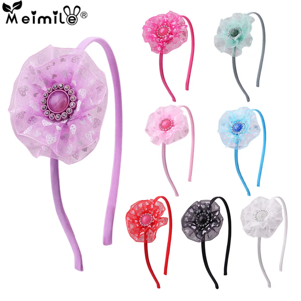 

Beautiful acrylic drill girls flower hair bands hair accessories princess floral headband children scrunchie cute headwear gift