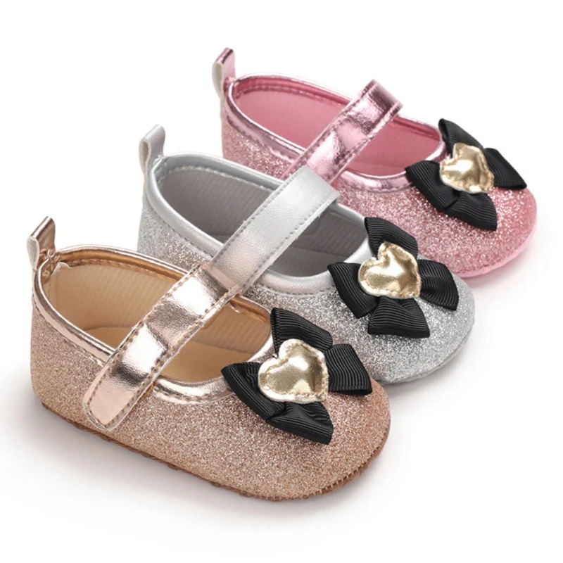 

Baby Girl Shoes Love Lovely Bownot PU Leather Shoes Anti-Slip Sneakers Kids Soft Sole Toddler Shoes Princess Shoes 0-18Month