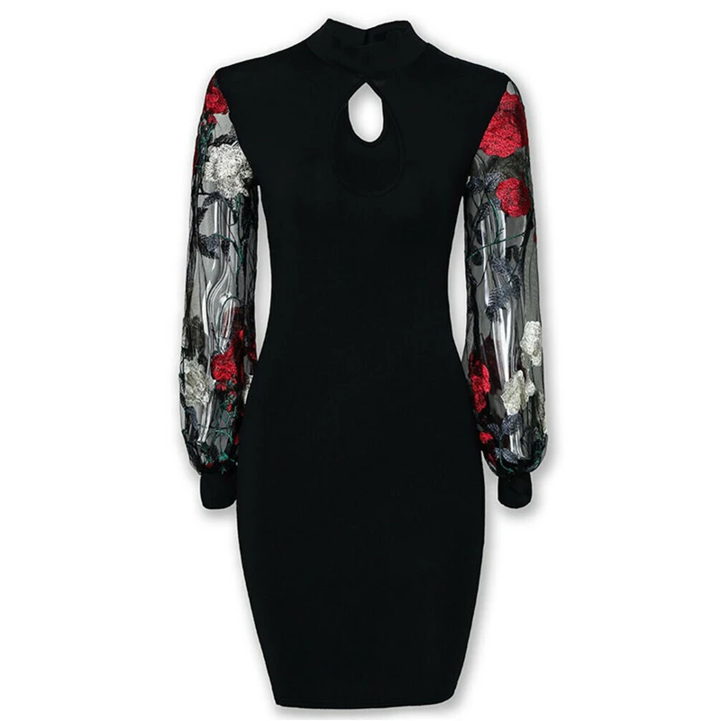 Винтажное Открытое платье с цветочным принтом женское Сетчатое длинным рукавом