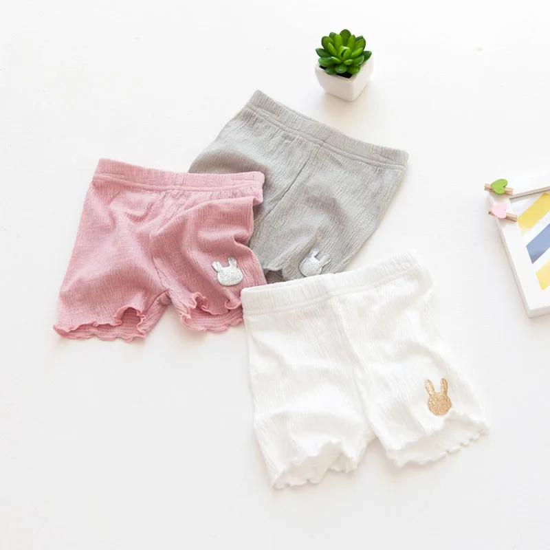 Летние Шорты для девочек с рисунком кролика и бантом хлопковые шорты детей