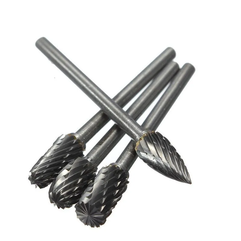 PEGASI 10pcs 3x6mm Tungsten Carbide Drill Engraving Bits Set For Metal Burr Tungstenio CNC Milling Cutter Dremel Mini Cone