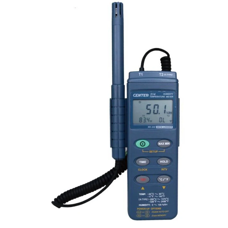 

CENTER-314 Datalogger Dual Input Humidity Temperature Meter,16,000 Records Data Logger Per Channel,Resolution 0.1C,0.1F,0.1%RH
