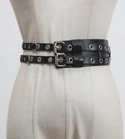 womens runway fashion rivet pu leather cummerbunds female dress corsets waistband belts decoration wide belt r3099