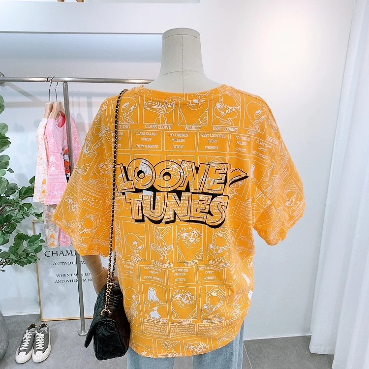 Streetwear 100% Cotton Tee Women Summer 2020 BF Style Loose Casual T Shirt Female Cool Graphic Cartoon T-Shirt Lady Oversize | Женская