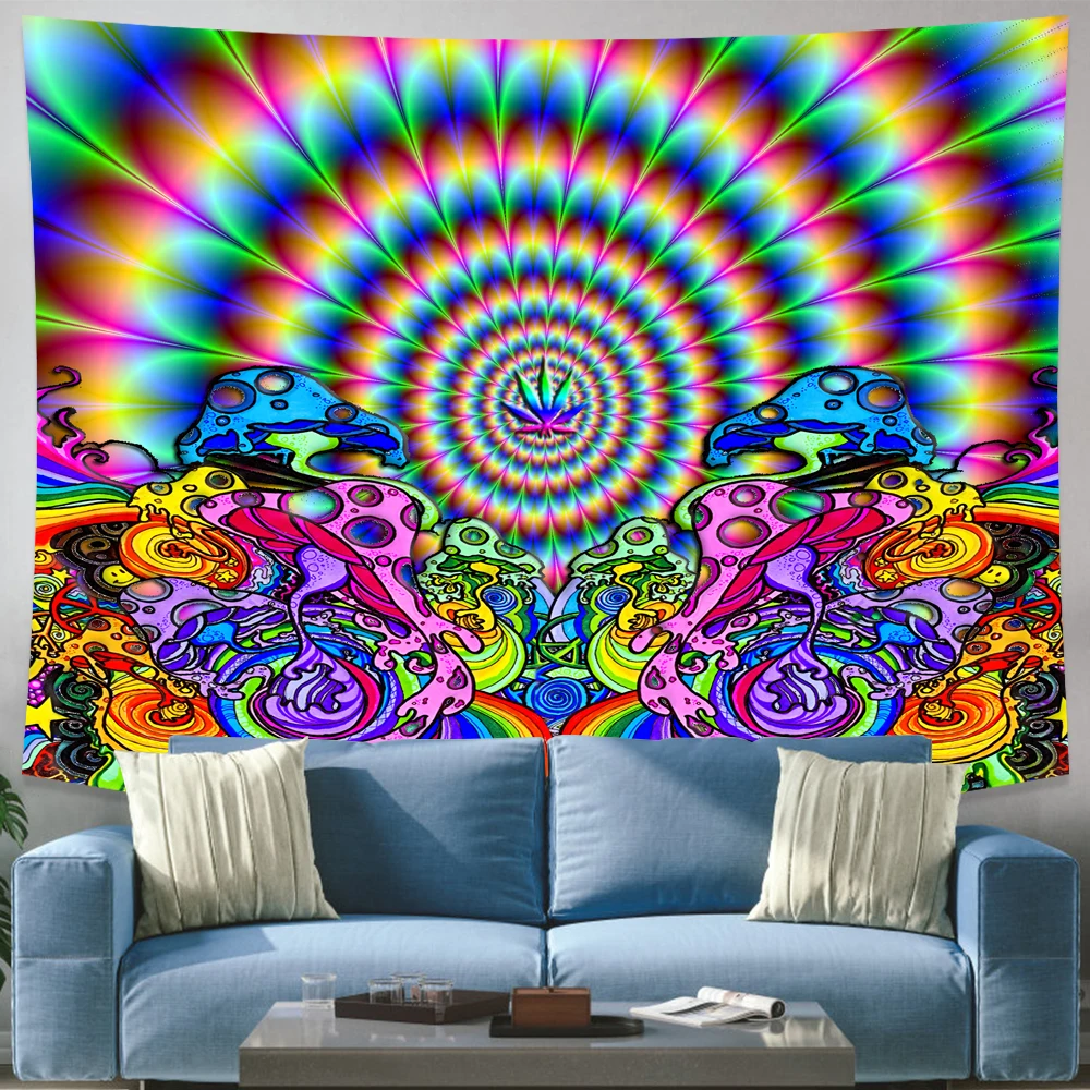 

Bohemia Colorful Mandala Wall Hanging Tapestry Hippie Psychedelic Carpet Mushroom Plants Music Personality Wall Cloth Tapestries