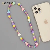 mobile beads chain telephone strap star charm acrylic beaded phone chains accessories 2022 new fashion phone jewelry for women