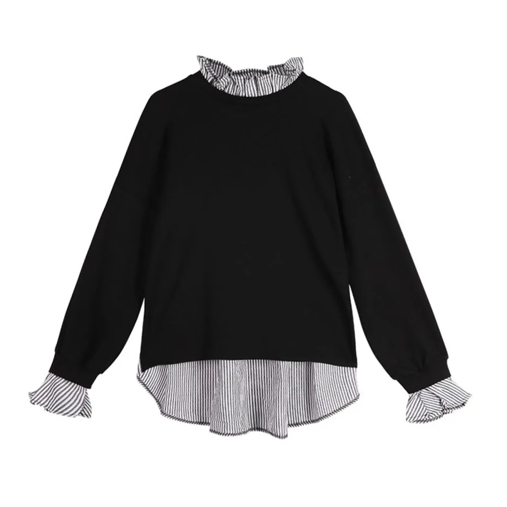 Женская блузка с длинным рукавом весна осень 2020 корейская мода в полоску стиле