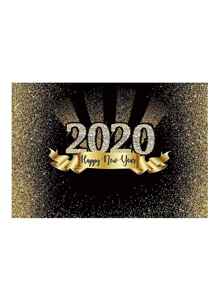 

Happy New Year 2020 Background Cloth Golden Glitter Diamonds Shiny Photography Background Prop Party Portrait Decor Photo