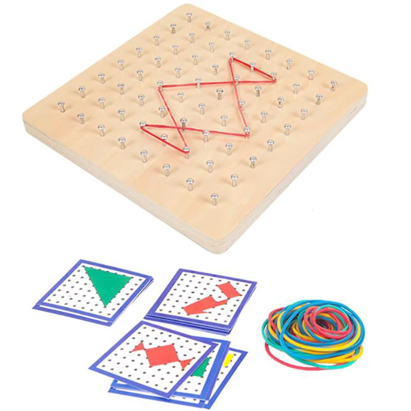 

Wooden Geoboard Mathematical Manipulative Material Array Block Geo Board Graphical Educational Toy With Pattern Cards Montessori