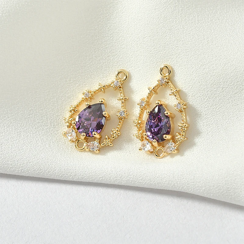 Кружевной двойной висячий цветок циркон кулон покрытый медью 18 К золото DIY серьги