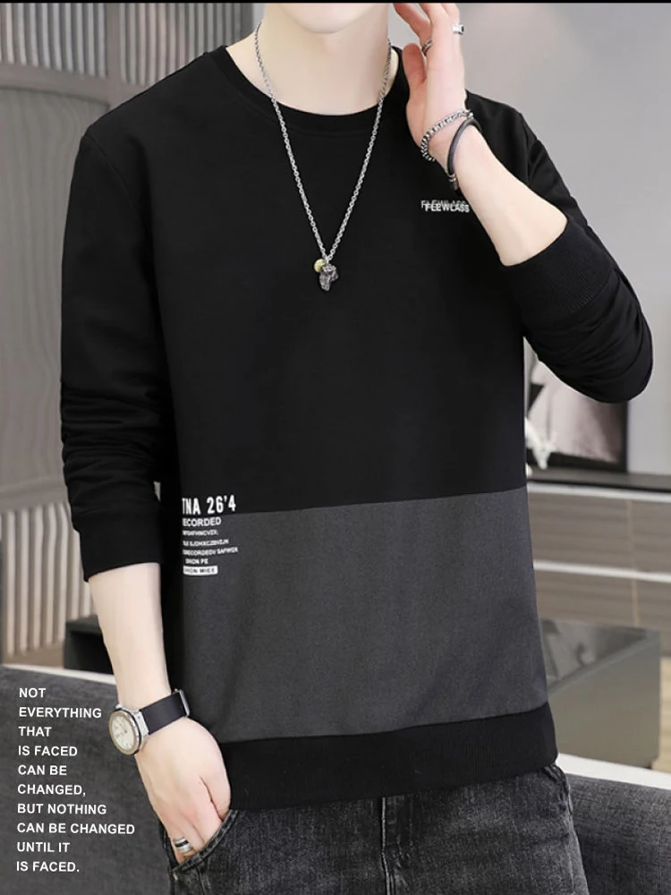 

Мужская осенне-зимняя новая свободная Корейская Футболка с принтом 2021, маленькая рубашка, студенческое пальто, Топ