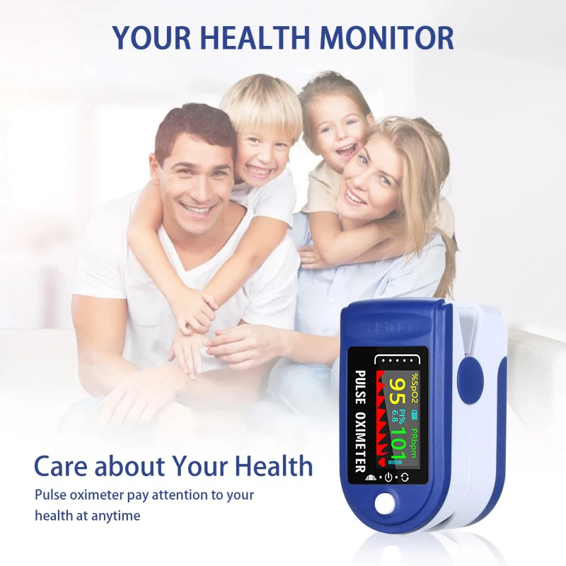 Пульсоксиметр Пальчиковый портативный измеритель пульса и уровня кислорода в