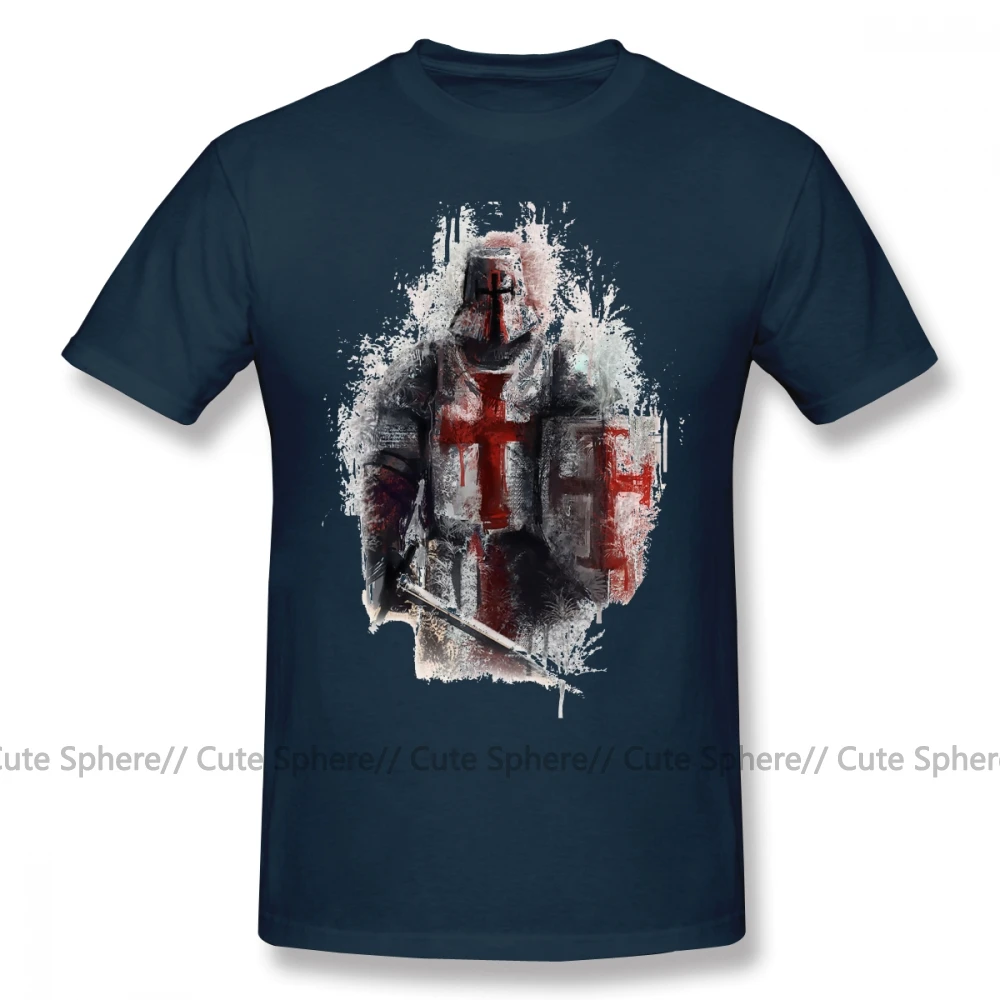 Футболка Crusader, футболка Crusader, модная футболка с графикой, 100 хлопок, мужская, 4xl, с коротким рукавом, забавная футболка - Цвет: Navy Blue