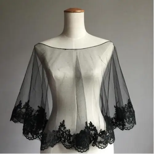 

Women's black lace shawl wedding cape bridal wrap