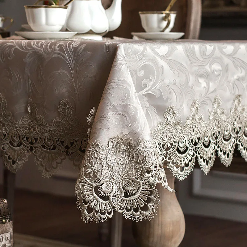 

Europe Luxury Embroidered Tablecloth Table Dining Table Cover Little Gray Table Cloth Lace Coffee Table Flag Cushion Cover Set