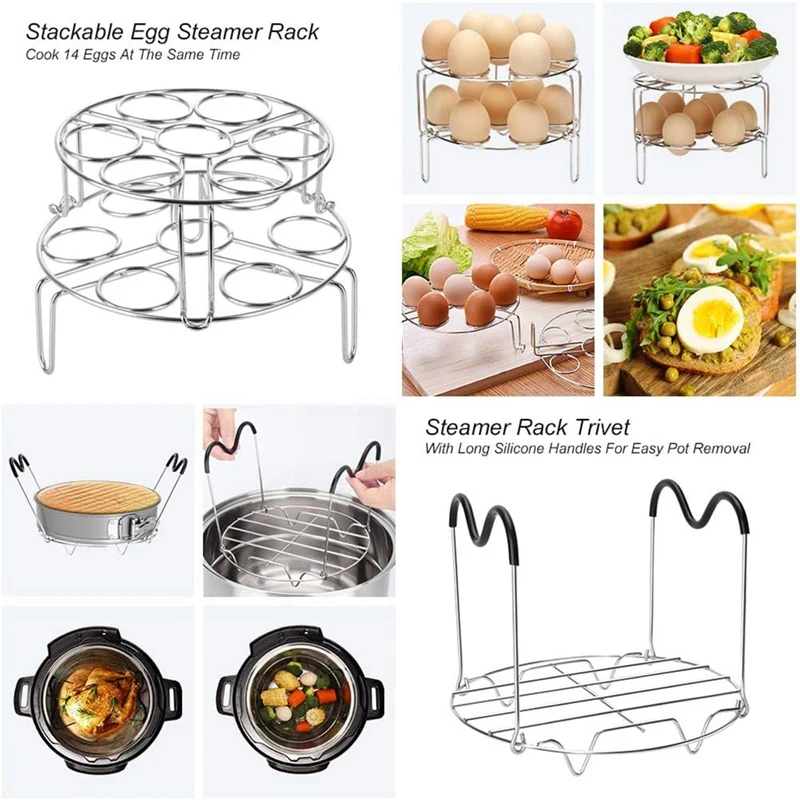 

Pressure Cooker Accessories Set Compatible for Instant 5,6,8 Qt, Springform Pan, Stackable Egg Steamer Rack