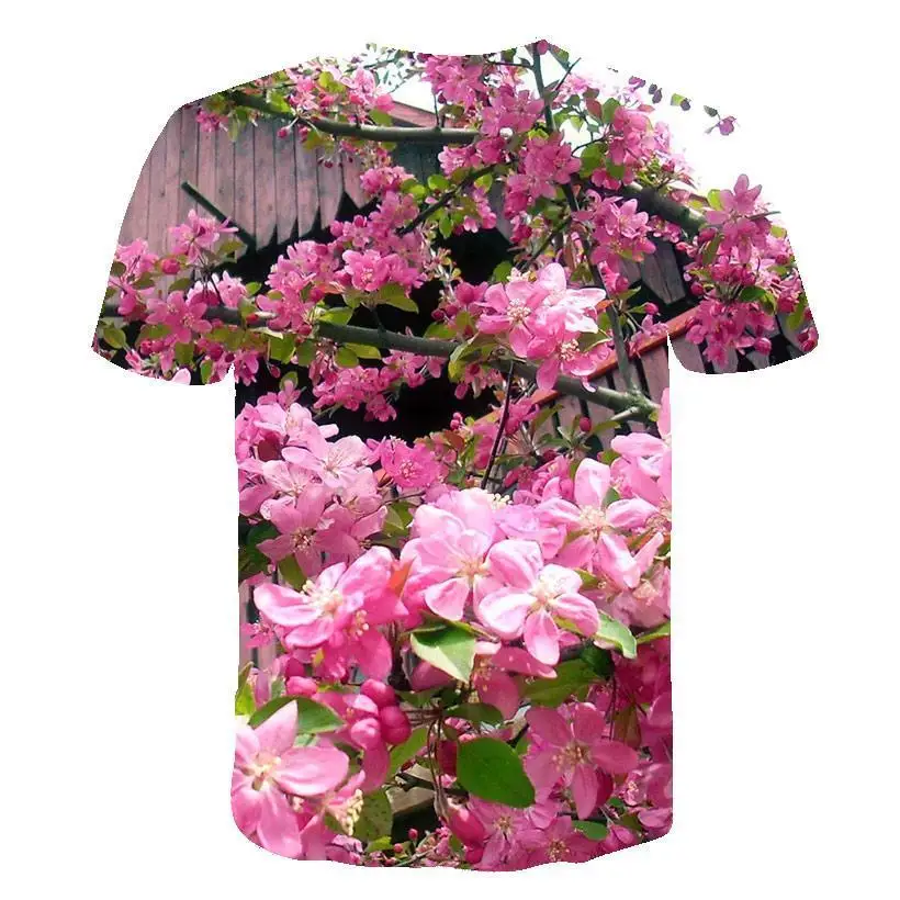 

Men 'S Streetwear New Summer 3d Pink Tulip Flower T -Shirt Casual 3d Printing T -Shirt Plant Flower S -6xl