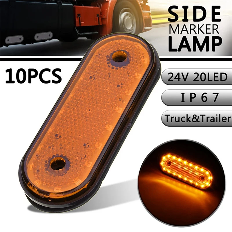 

10 шт. светодиодный авто боковые габаритные огни габаритный фонарь для 24V грузовик прицепа с прицепом пикап желтый