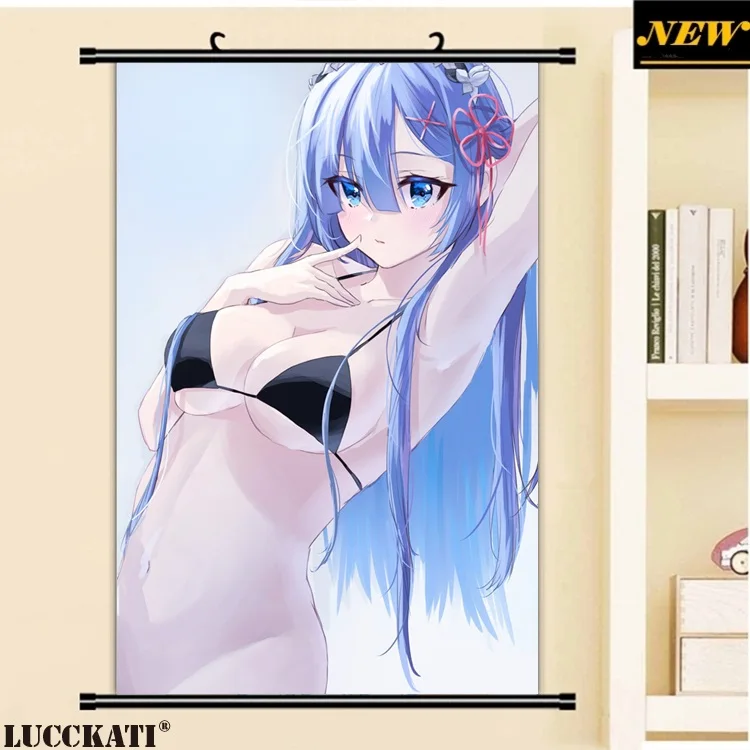 40X60 см Re Zero Re: Zero Kara Hajimeru Isekai Seikatsu Rezero Rem Сексуальная лоли, нарисованная аниме прокрутка, холст, постер - Цвет: S