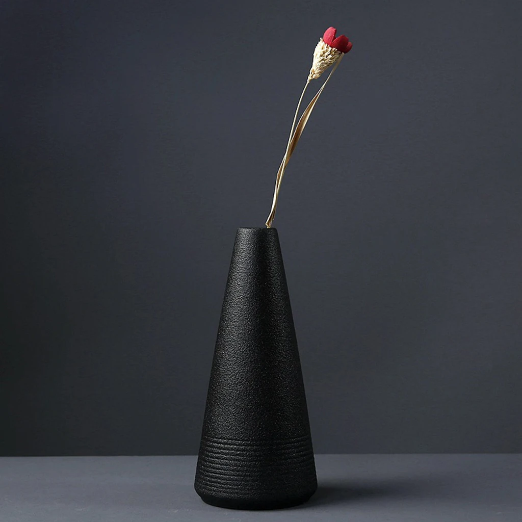 Black Ceramic Vase Modern Flower Vase Pottery Desktop Decorative Planter Pot for Home Garden Decoration images - 6