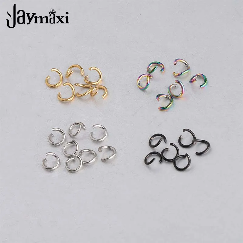 

Jaymaxi 1*6/мм Радужный цвет черный цвет из нержавеющей стали Открытый прыжок кольца DIY ювелирных изделий одинарные петли Сплит кольцо 100 шт./парт...