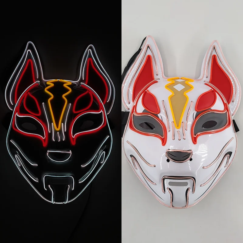

Glowing LED Fox Mask Cosplay Video Game Character Light Up Supplies Luminous EL Wire Anime Mask For Halloween Party Decoration