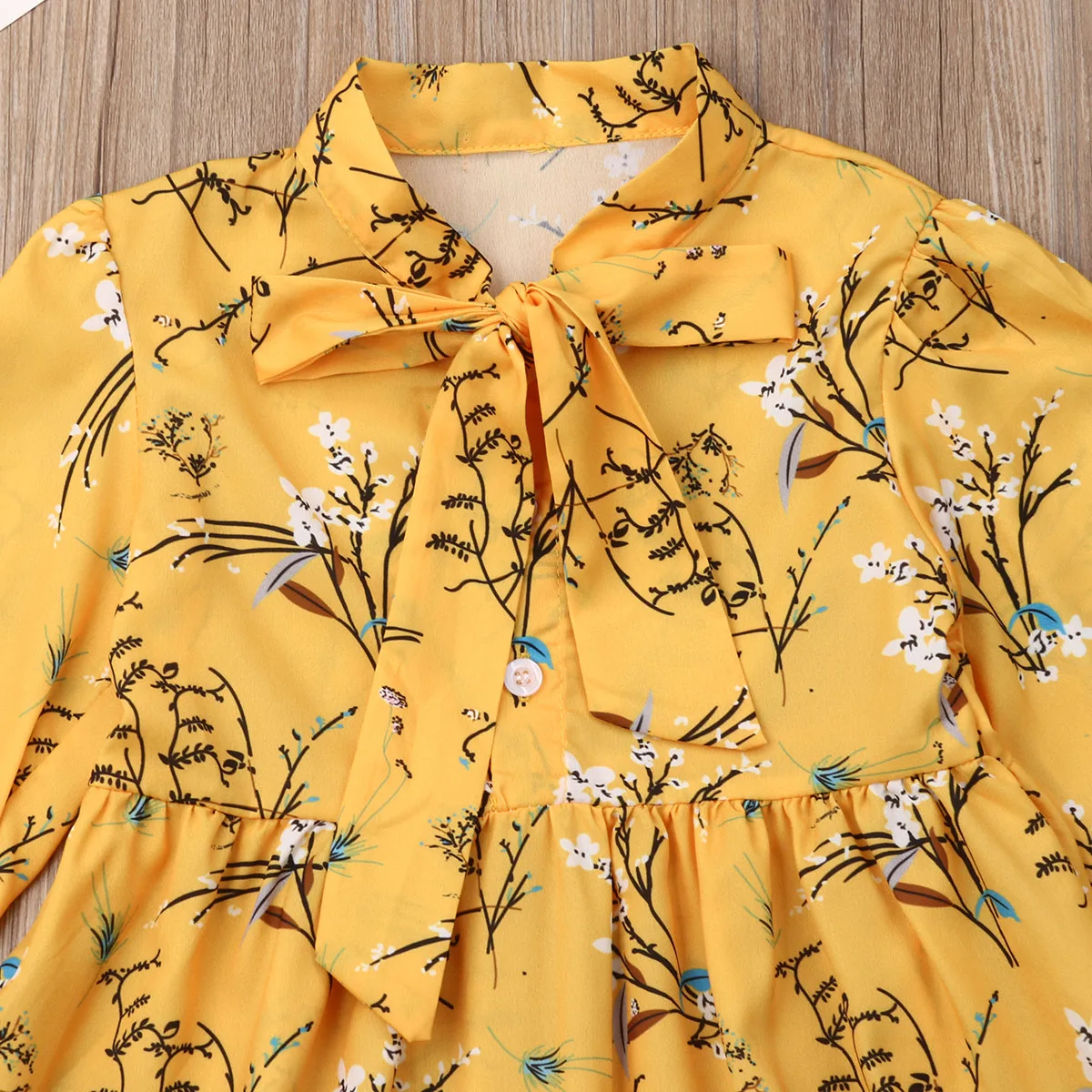 Girl Dress 2019 Autumn Kids Long Sleeve Floral Maxi Boho Bow collar Outfit Holiday Party | Детская одежда и обувь