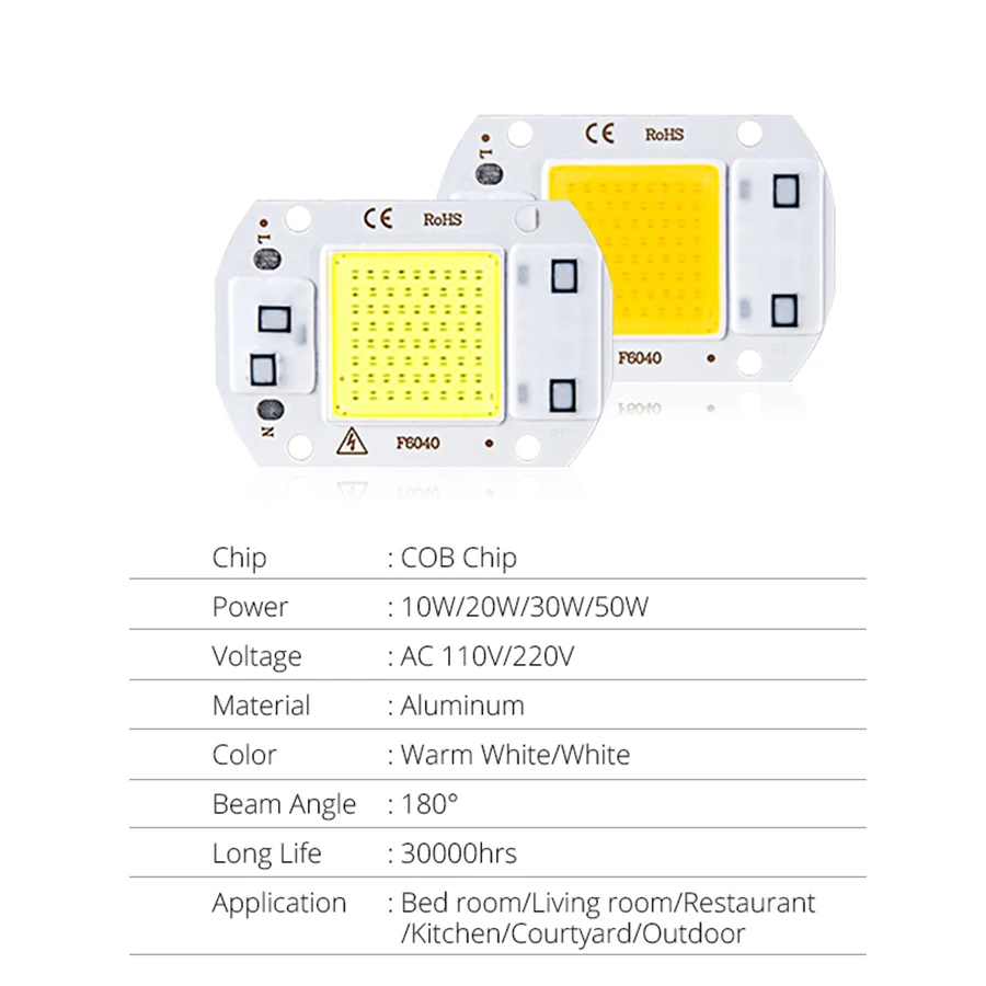 Светодиодный светильник лампы COB светодиодный чип 220V 50W 30W 20W 10W Luces СВЕТОДИОДНЫЙ матричный для Точечный светильник потолочные светильник не нужен драйвер DIY прямоугольные диод
