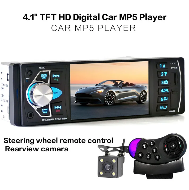 

Car radio 1din stereo mp5 mp3 bluetooth radio fm usb autoradio 4.1 Inch Support Rear view Mirrolink Steering Wheel Control 4022D