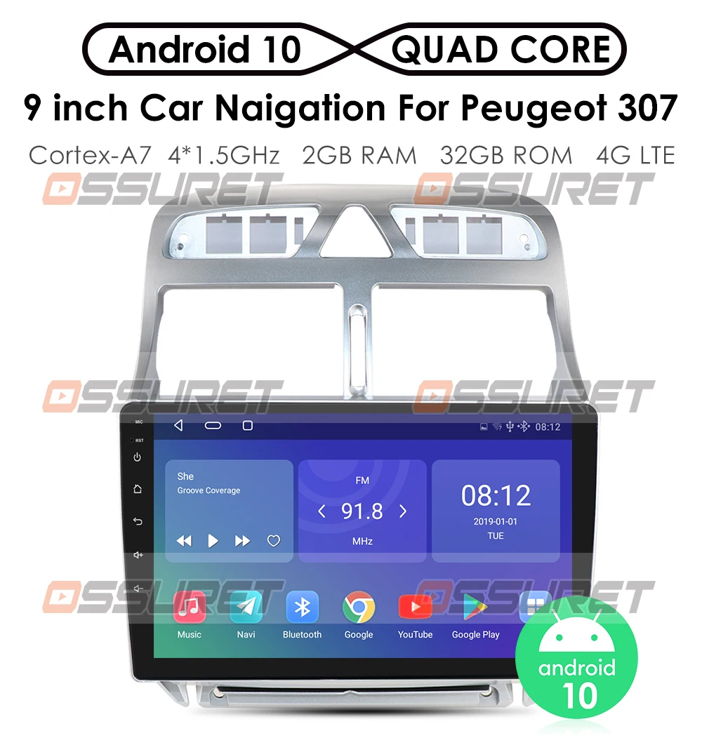 

Android 10 9'' 2 Din 2G RAM CarRadio For Peugeot 307 307CC 307SW 2002 -2012 2013 Car Radio Multimedia Video Player GPS RDS 2 din