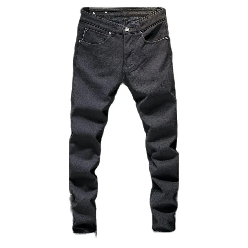 

Men's Jeans Stretch Black Plus Velvet Thick Slim Trousers Foot Pants