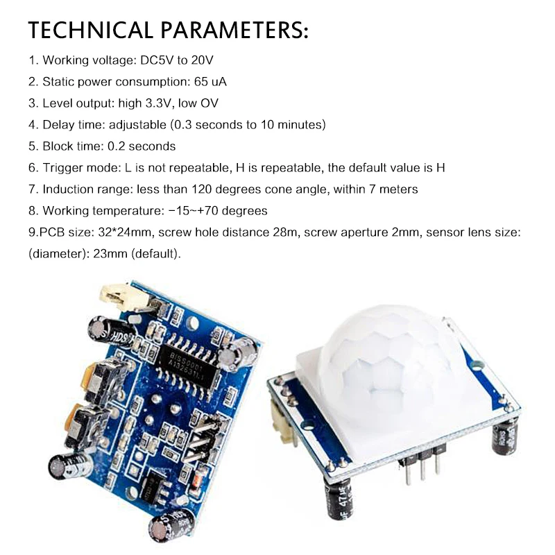 HC-SR501 mini регулируемый ИК-пироэлектрический инфракрасный небольшой ИК-модуль