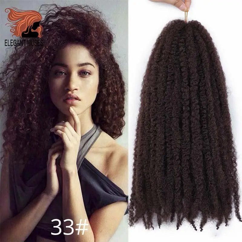 

ELEGANT MUSES 18Inch Marley Braid Hair Crochet Ombre Afro Kinki soft Synthetic Braiding Hair Crochet Braids Hair Extensions Bulk
