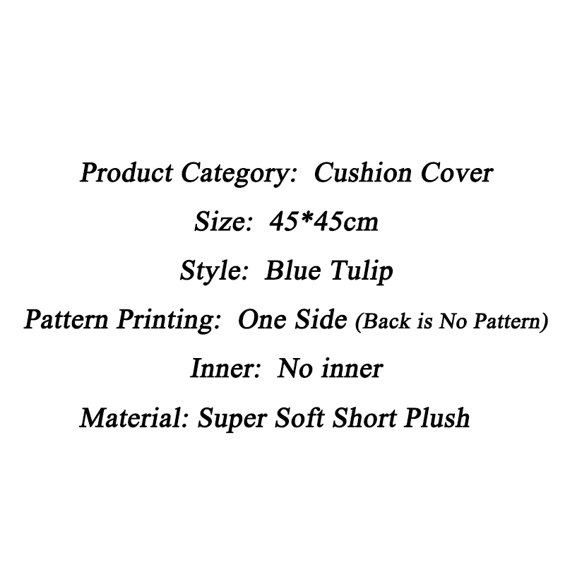 

1/2 PCs Bright Blue Tulip Spring Wind Printed In Ink Painting Super Soft Short Plush Cushion Cover 45*45cm for Home Decoration