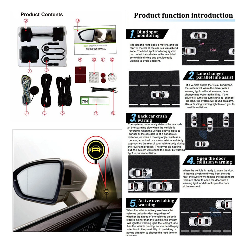 

Universal Car Blind Spot Monitoring System Rear View Sensor Monitoring System