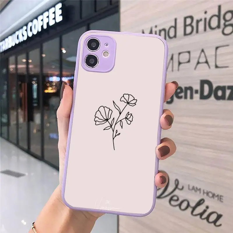 

Phone Case For iPhone 12 11 Mini Pro XR XS Max 7 8 Plus X Great Aesthetic Flower art daisy Matte transparent Purple Back Cover