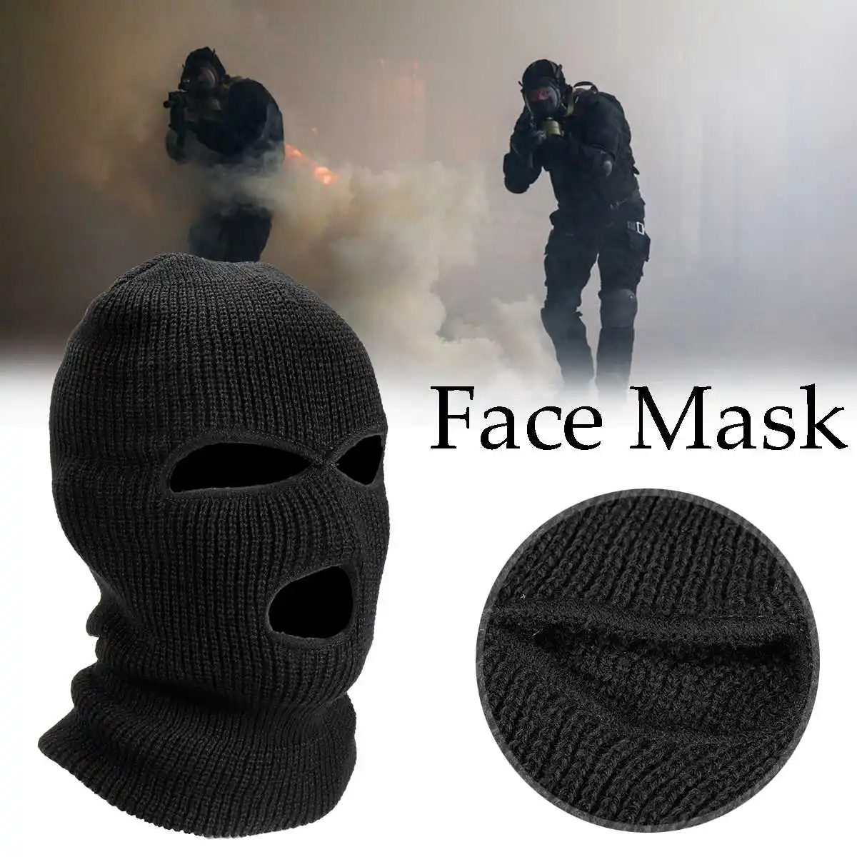 Маска с полным покрытием для лица 3 отверстия велосипедная шапка зимняя