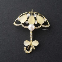 zhen d jewelry royal court style umbrella shaped brooch pin real freshwater pearl casual gift