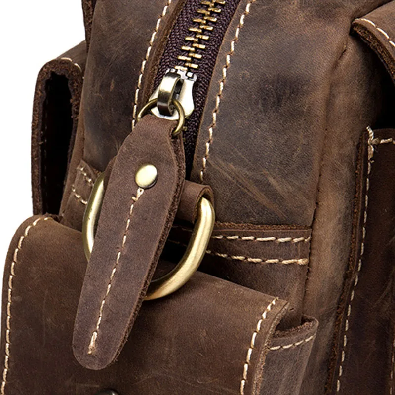 Высокое качество винтажная Мужская поясная сумка из натуральной кожи на ремне