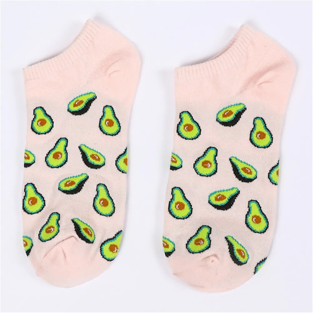 Pink Avocado Новинка; милые вечерние носки-башмачки с фруктами; удобные хлопковые носки с клубничкой, вишней, авокадо, ананасом, арбузом; Прямая поставка - Цвет: Pink Avocado