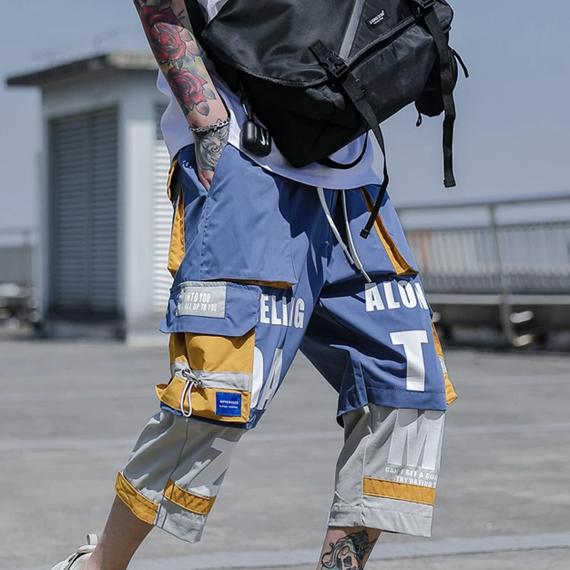 Шорты карго мужские с множеством карманов повседневные модные штаны в стиле хип