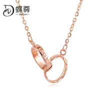 18k gold sleeve rose gold splendid gold double button love letter necklace hanging clavicle chain female au750
